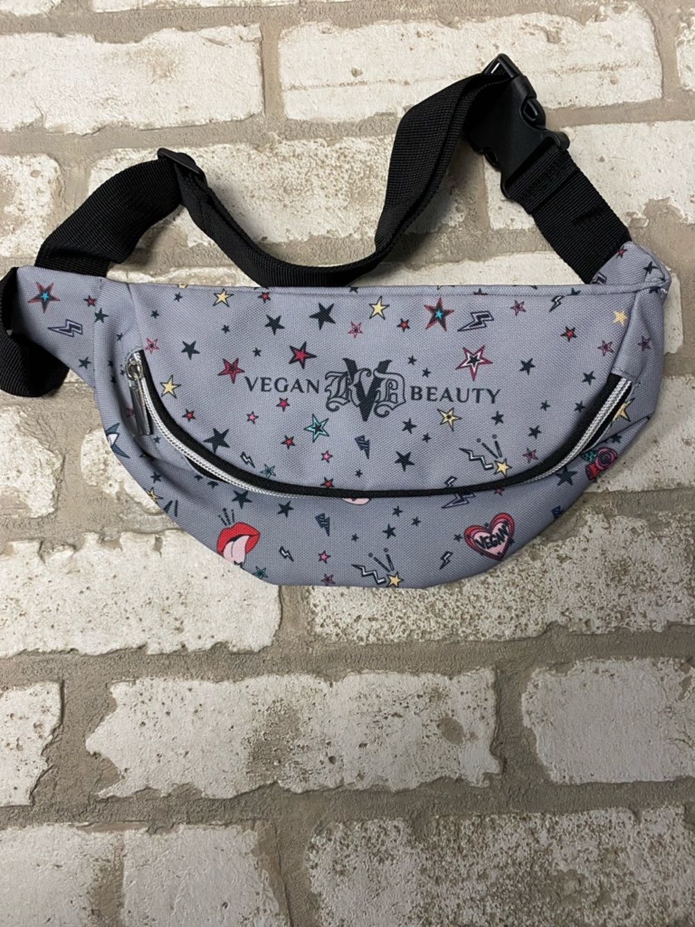 Vegan Beauty Gray Star-Print Mini Crossbody Bag